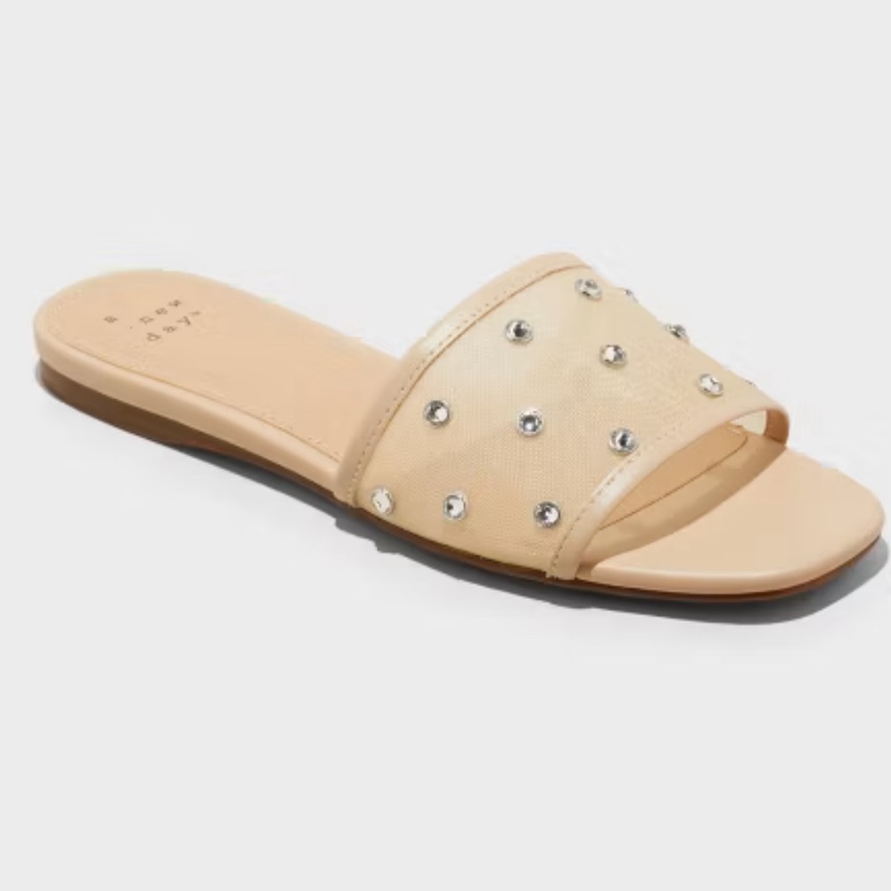 Target Tan Studded Slide Sandals